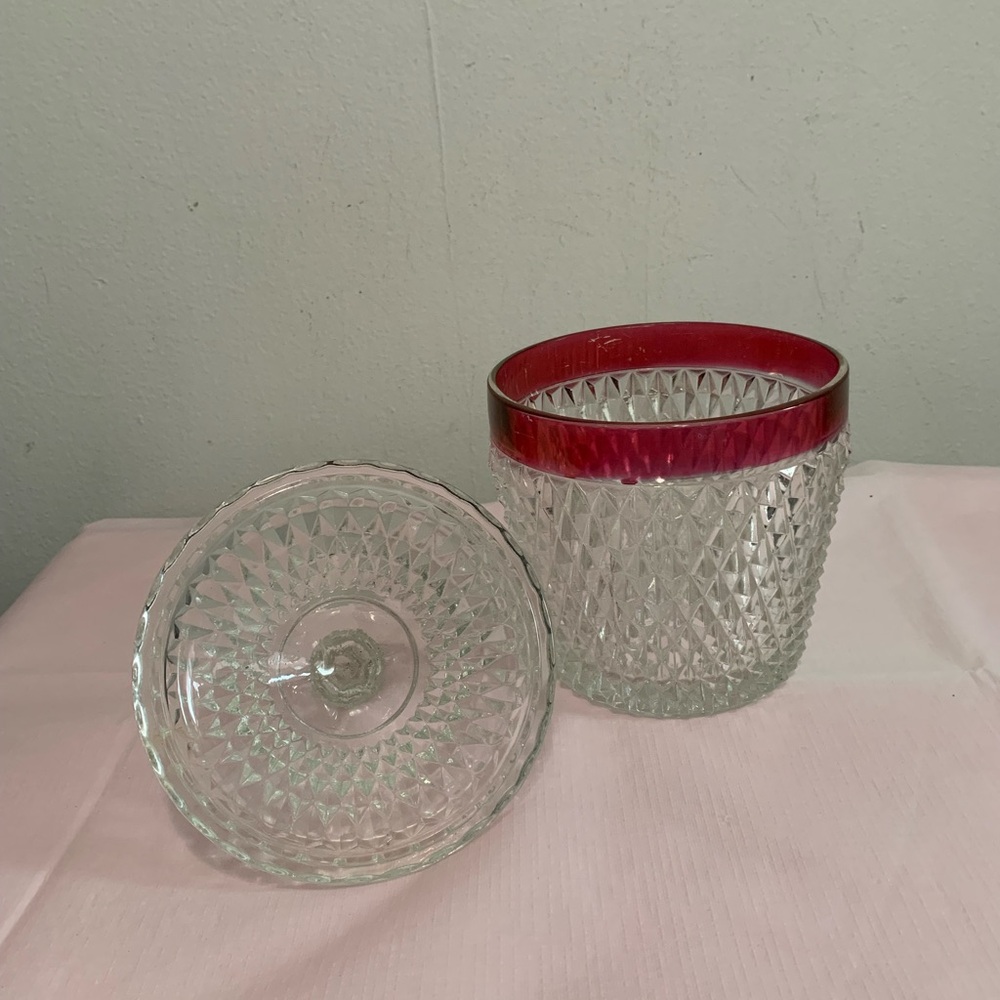 Indiana Glass Diamond Point, Ruby Flash Ice Bucket - Picture 7 of 7